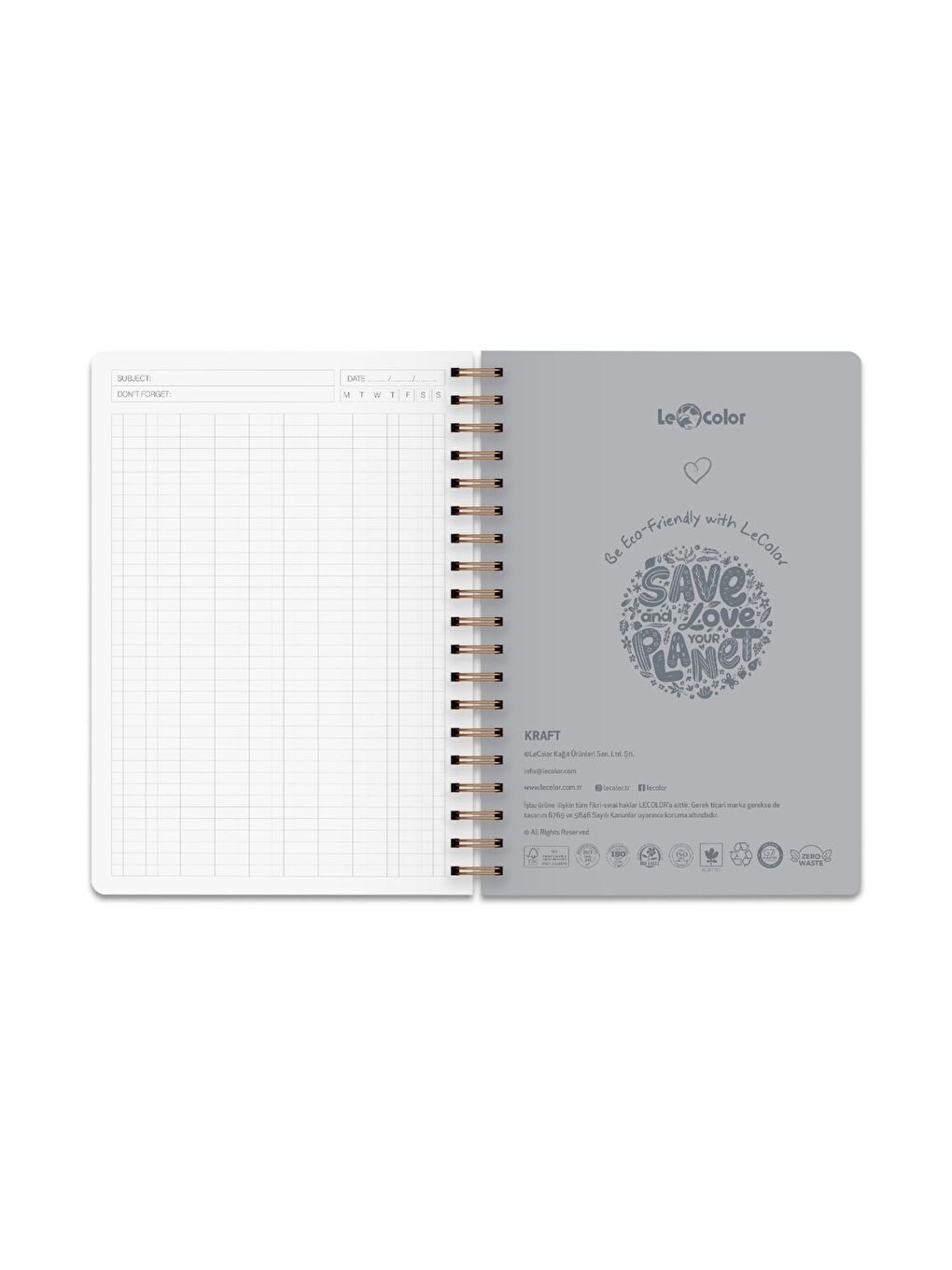 Kraft Ofis Defter Spiralli Kareli Kırmızı-3