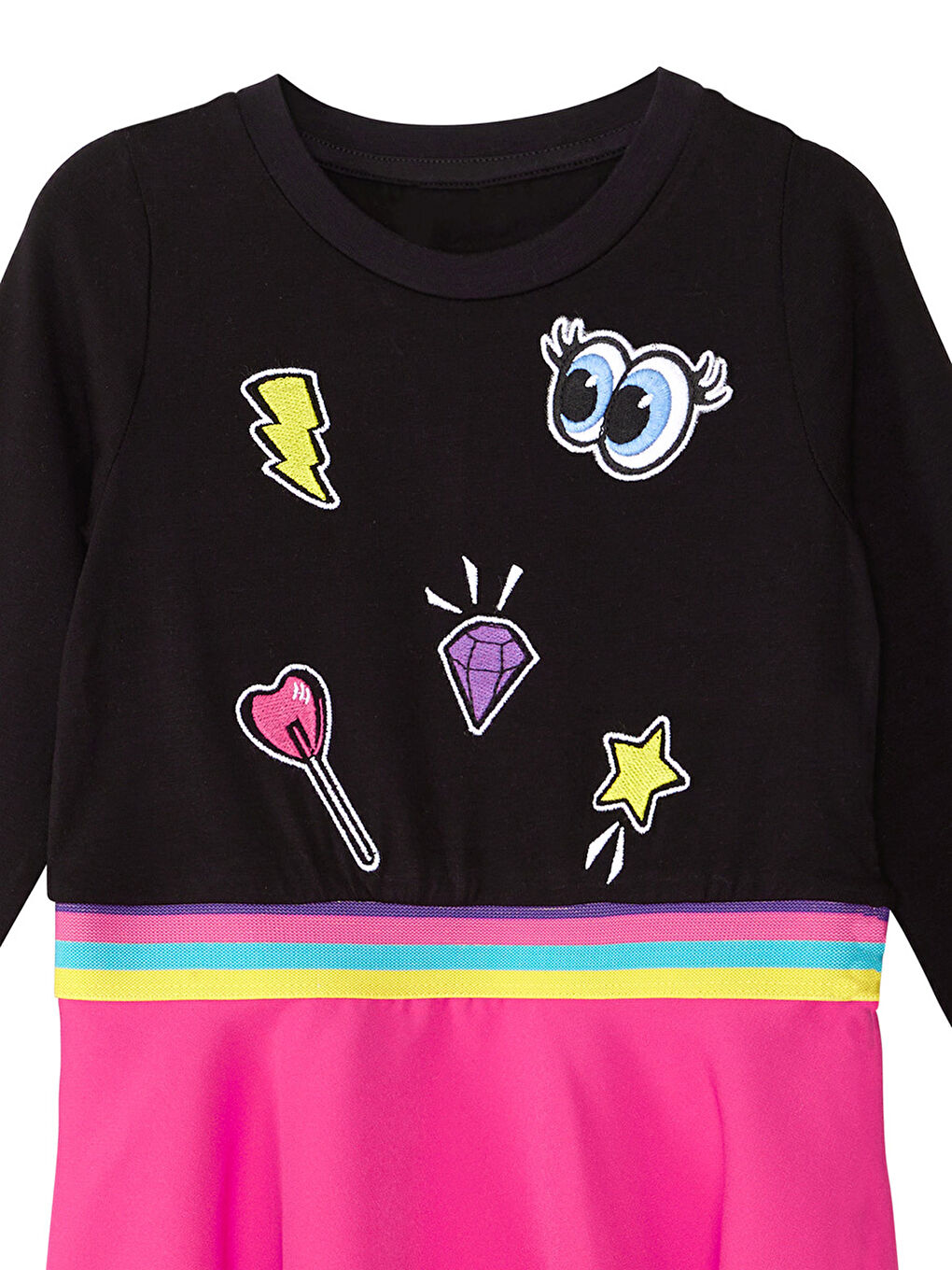 Karışık Emojili Kız Çocuk Elbise-4