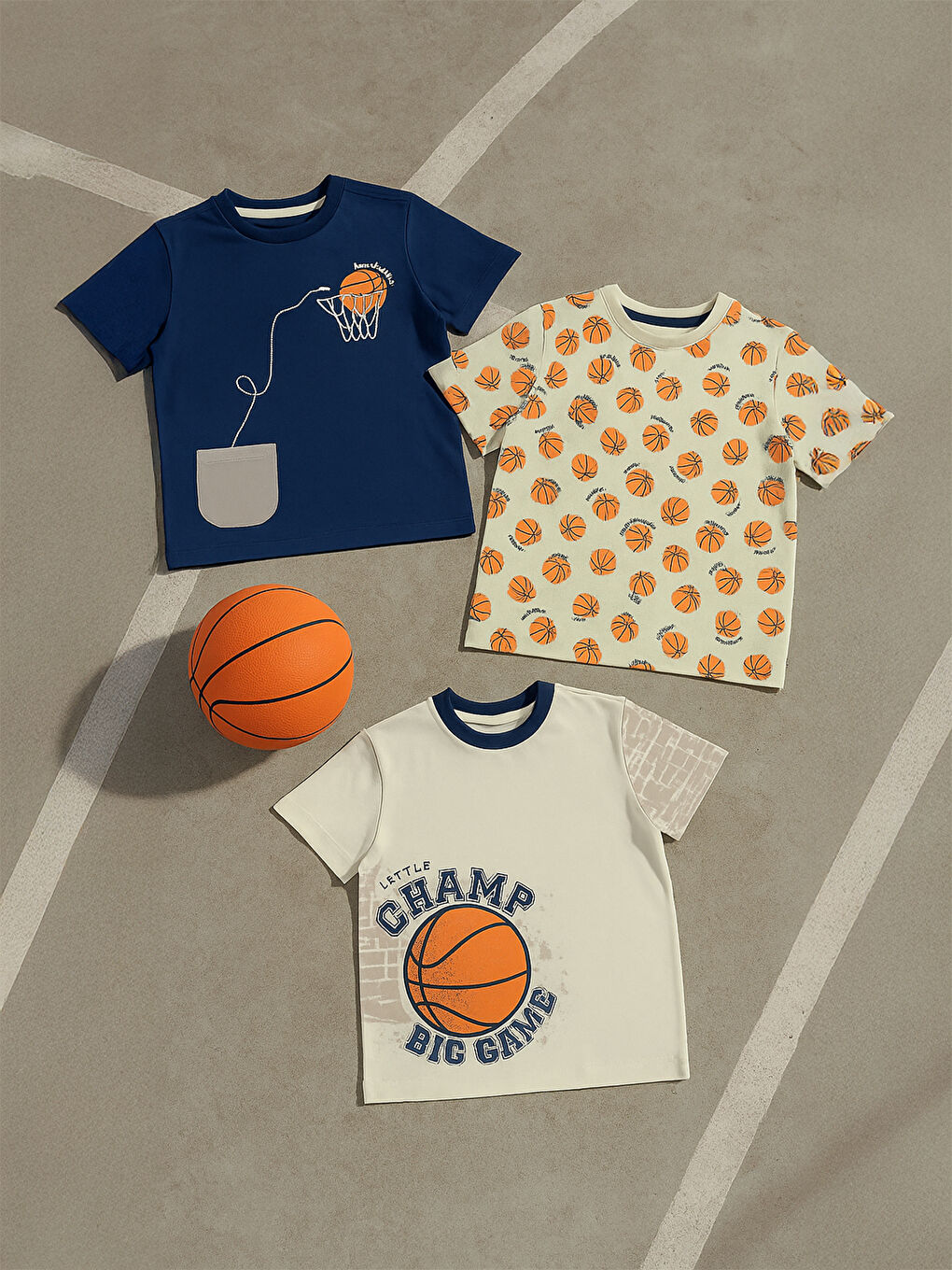 Boys Erkek Çocuk 3'lü Tişört Set 2-5 Yaş Lacivert