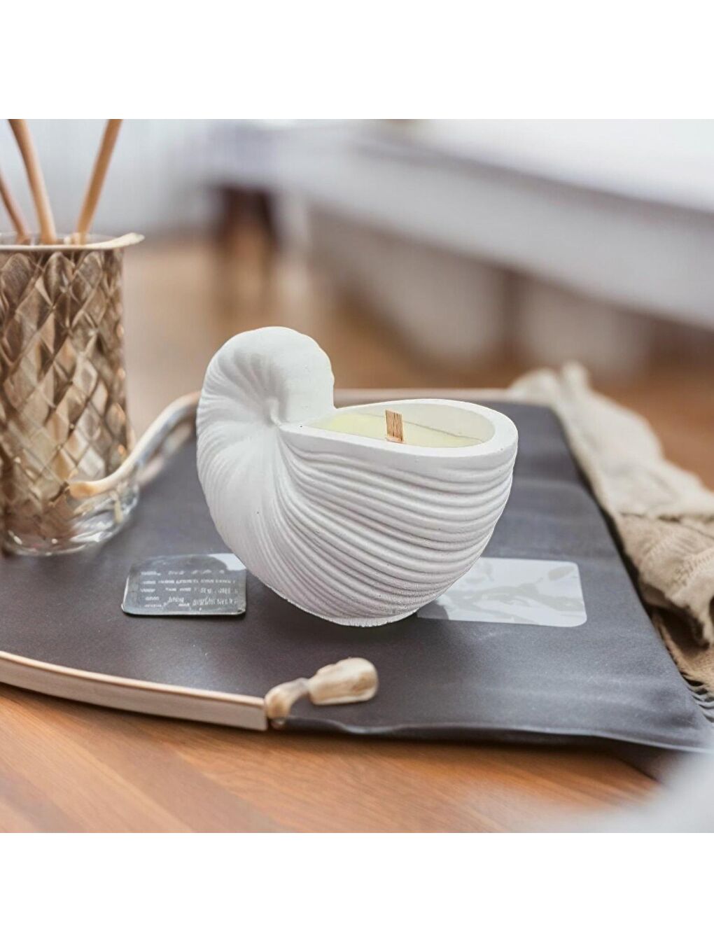 Beyaz Deniz Kabuğu Mum-1