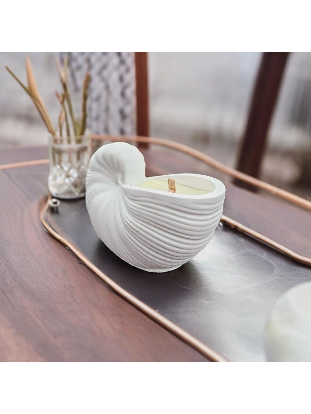 Beyaz Deniz Kabuğu Mum-2