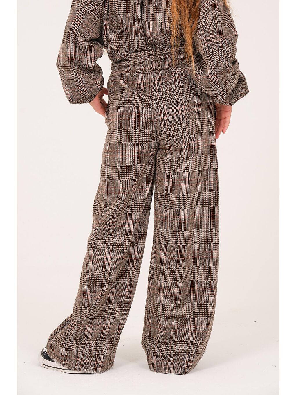 Kahverengi Genç Kız Çocuk Desenli Bol Paça Pantolon - Kahve-2