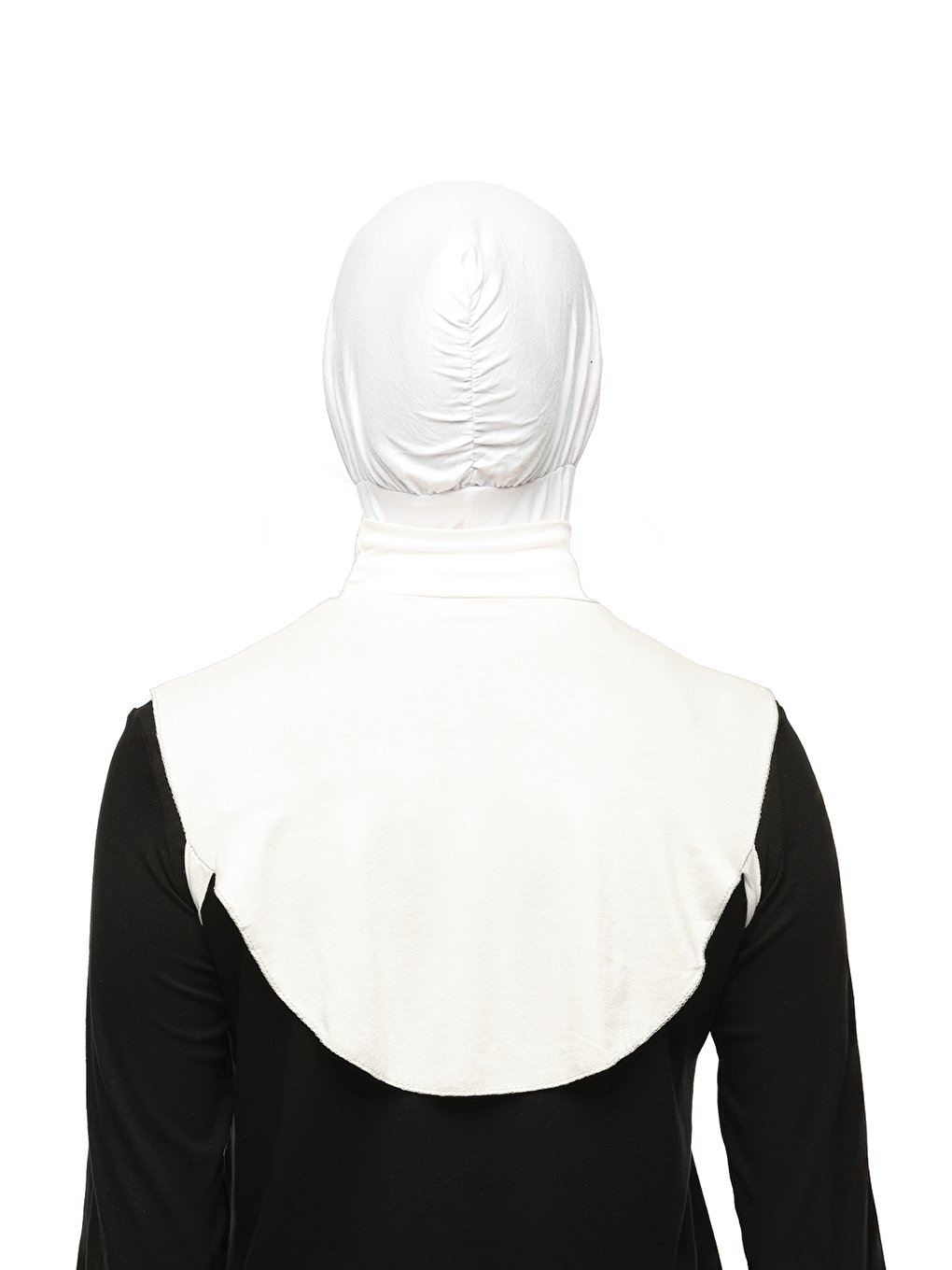 Ekru Düz Balıkçı Yaka Boğazlı Penye Tesettür Boyunluk-4