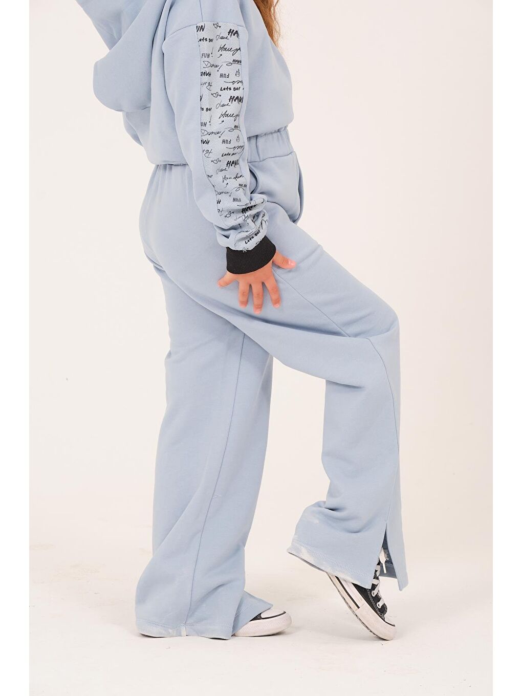 Genç Kız Çocuk Cepli Eşofman Altı - Bebek Mavisi-2