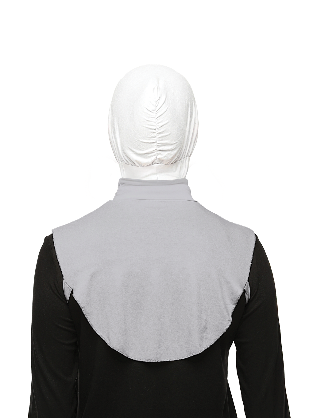 Gri Düz Balıkçı Yaka Boğazlı Penye Tesettür Boyunluk-4