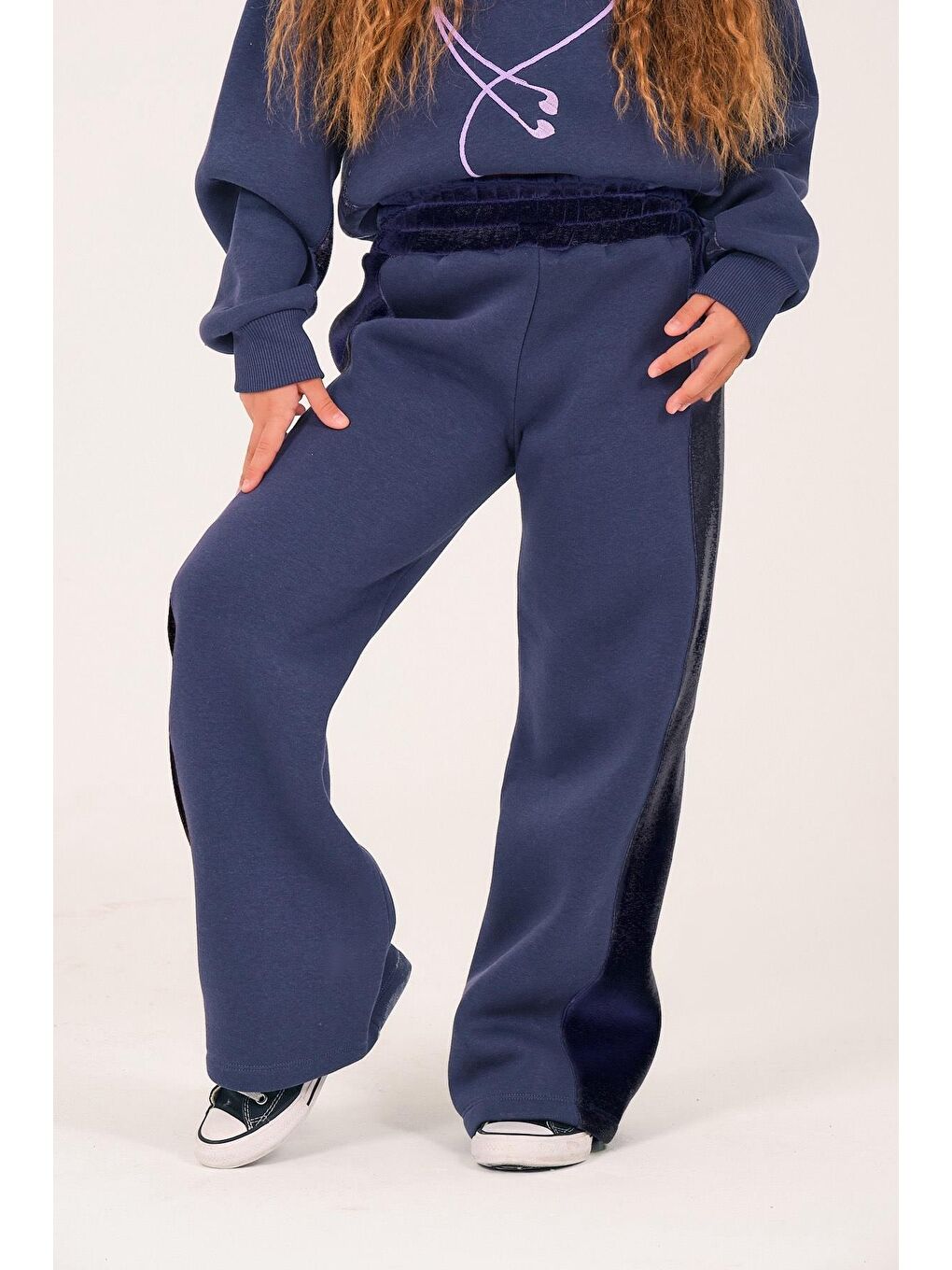 Genç Kız Çocuk Garnili Eşofman Altı - Antrasit-2