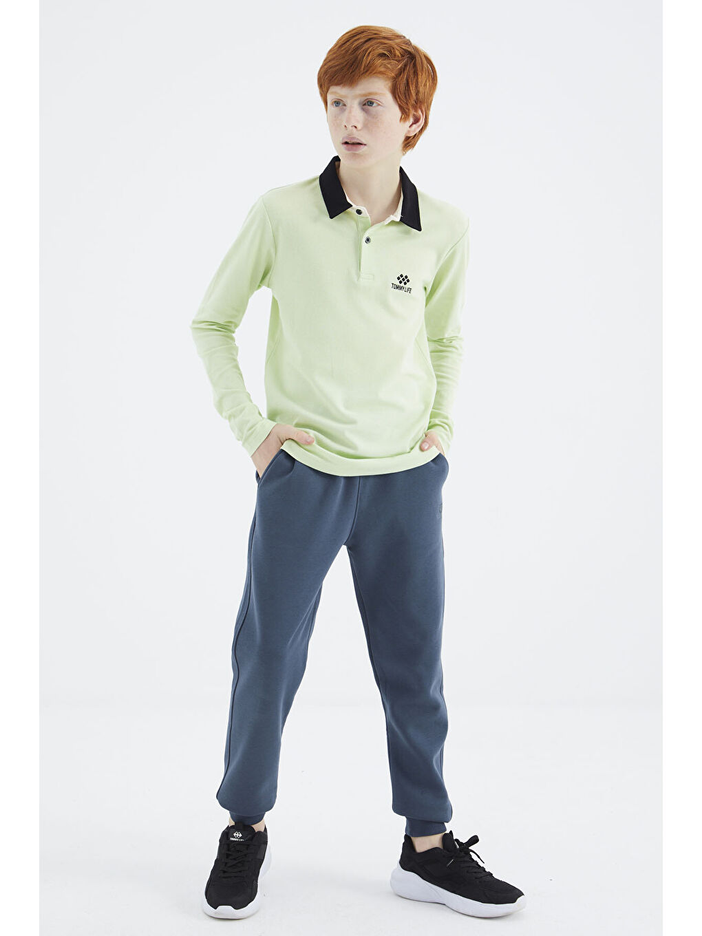 Açık Yeşil Polo Yaka Basic Erkek Çocuk Tişört - 11171-4