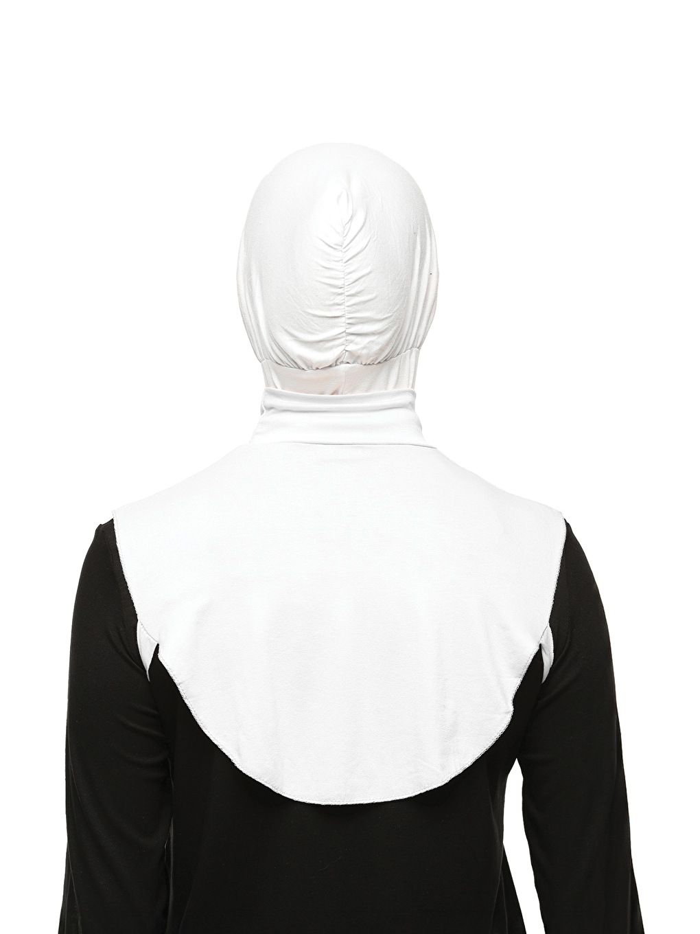 Beyaz Düz Balıkçı Yaka Boğazlı Penye Tesettür Boyunluk-4