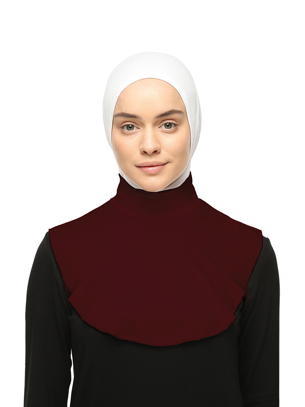 Bordo Düz Balıkçı Yaka Boğazlı Penye Tesettür Boyunluk