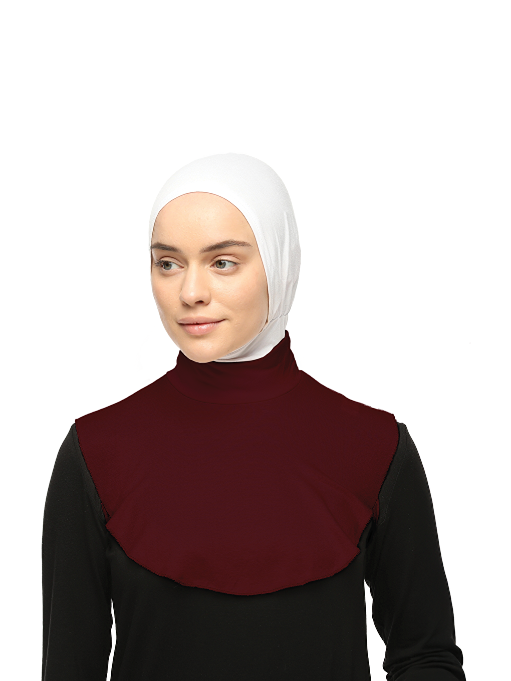 Bordo Düz Balıkçı Yaka Boğazlı Penye Tesettür Boyunluk-3