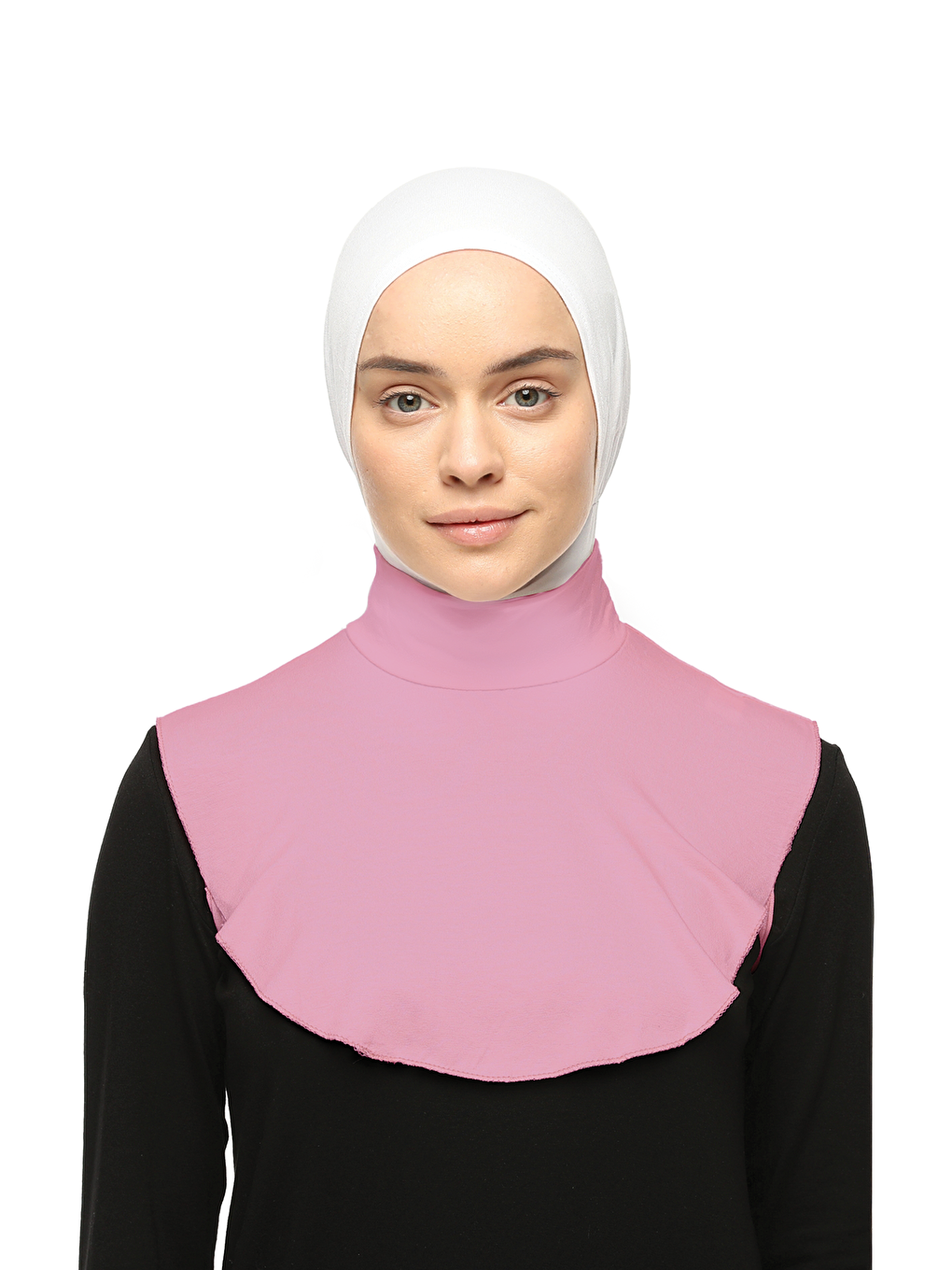 Pembe Düz Balıkçı Yaka Boğazlı Penye Tesettür Boyunluk