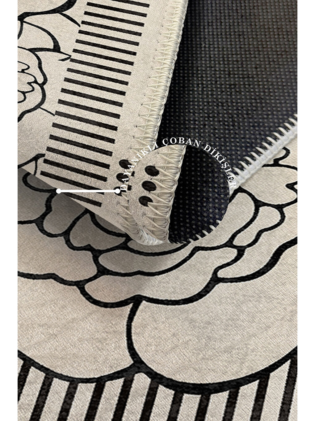 Ekru Modern Dekoratif Yıkanabilir Kaymaz Taban Halı – İnce, Yumuşak Salon Halısı, Mutfak Halısı ve Yolluk-3