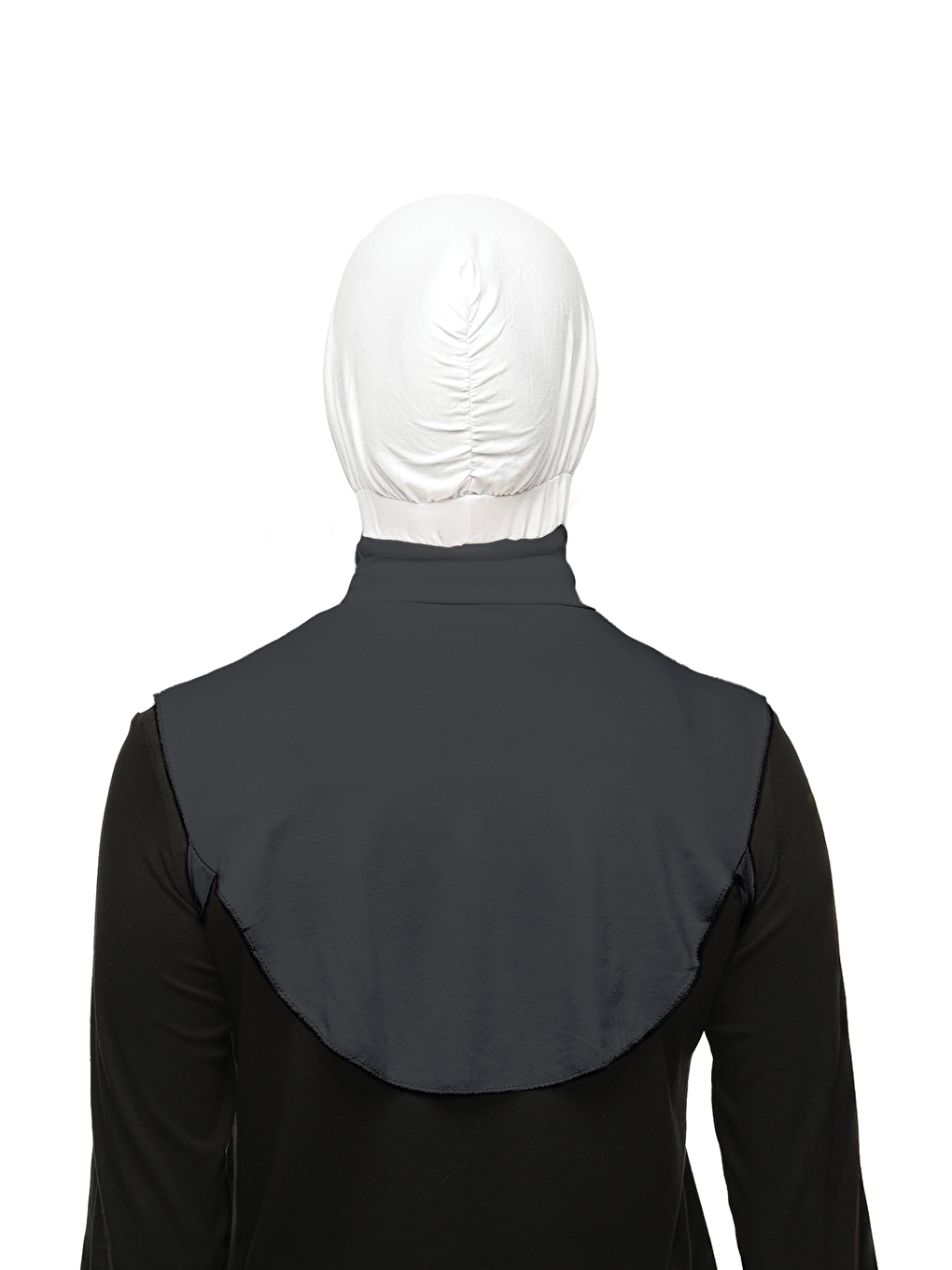 Gri Düz Balıkçı Yaka Boğazlı Penye Tesettür Boyunluk-4