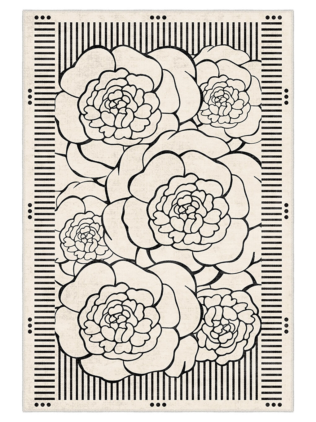 Ekru Modern Dekoratif Yıkanabilir Kaymaz Taban Halı – İnce, Yumuşak Salon Halısı, Mutfak Halısı ve Yolluk