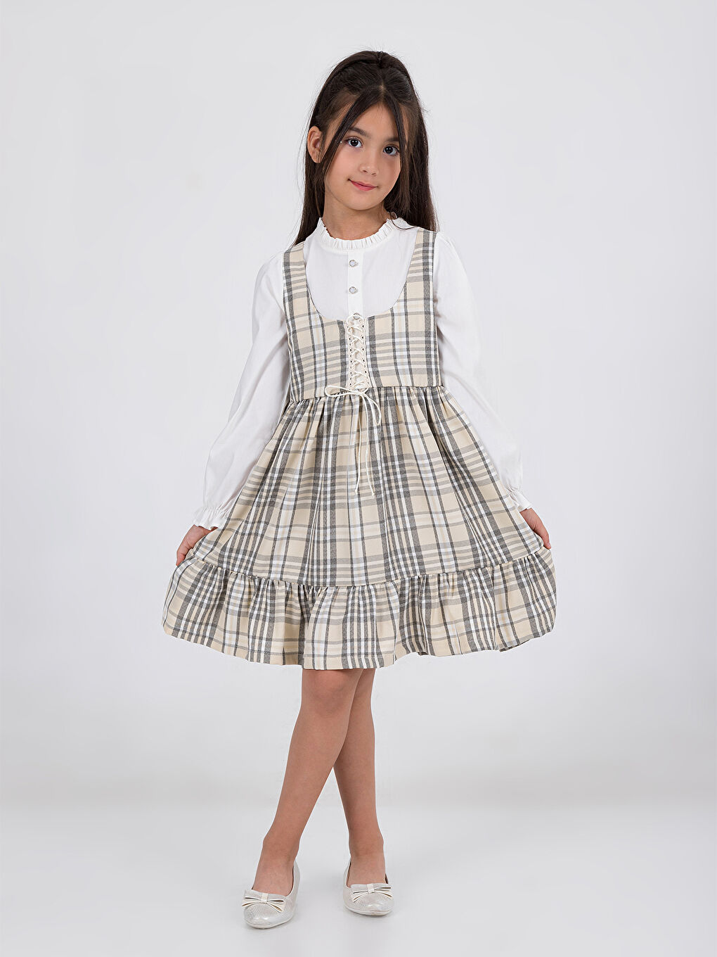 Kahverengi Girls Kız Çocuk Elbise 6-9 Yaş Camel-2