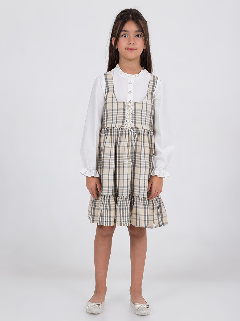 Kahverengi Girls Kız Çocuk Elbise 6-9 Yaş Camel-4