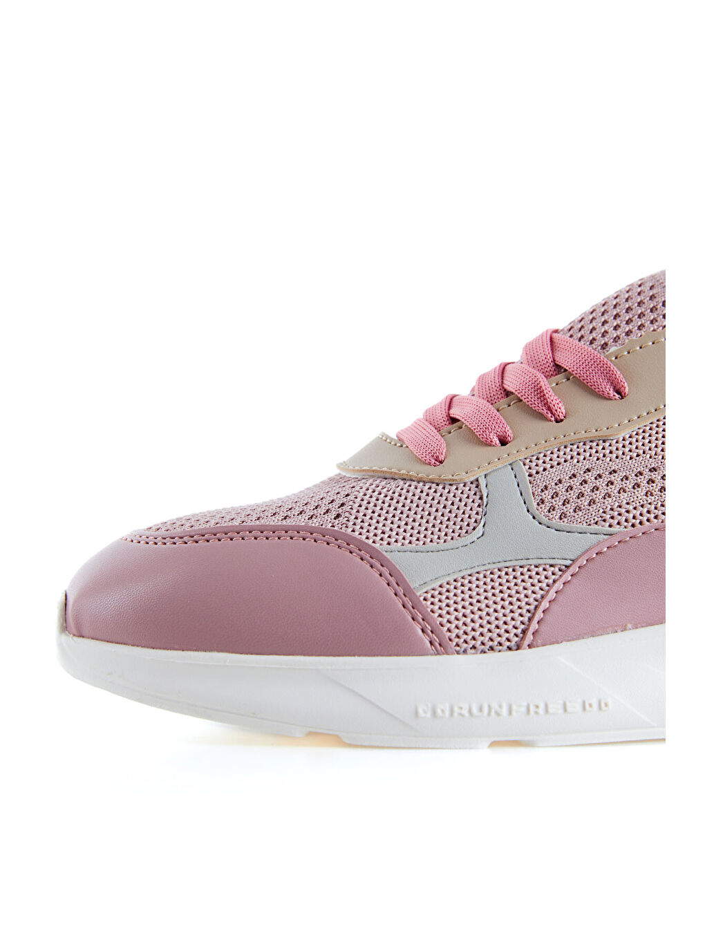 Pembe Gül Kurusu Yüksek Tabanlı File Detaylı Bağcıklı Bayan Spor Ayakkabı - 89208-2