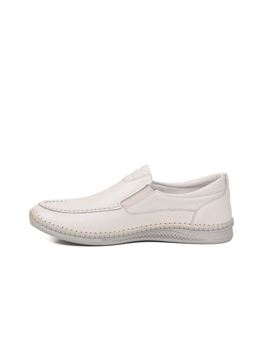 Erkek Beyaz Hakiki Deri Hafızalı Rahat Taban Smart Casual Ayakkabı Loafer M741 M-3