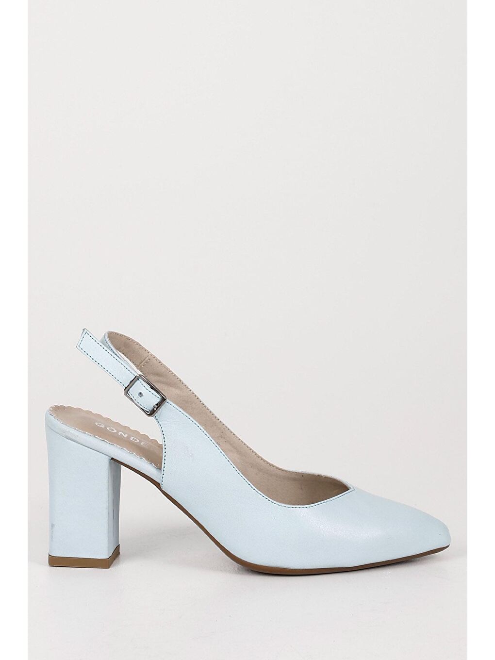 Mavi MAVİ  Hakiki Deri Sivri Burun Yüksek Kalın Topuklu Arkası Açık Kadın Yazlık Ayakkabı 24174-3