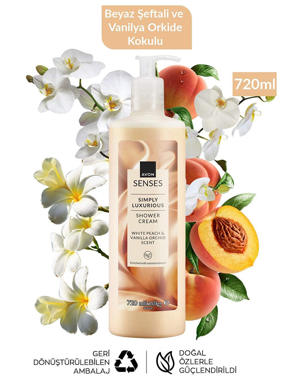 Simply Luxurious Beyaz Şeftali ve Vanilya Orkide Kokulu Duş Kremi 720 Ml. İkili Set-1