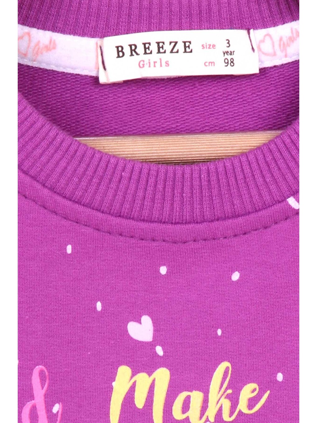 Kız Çocuk Sweatshirt Yazı Baskılı Desenli Mor (3 Yaş)-3