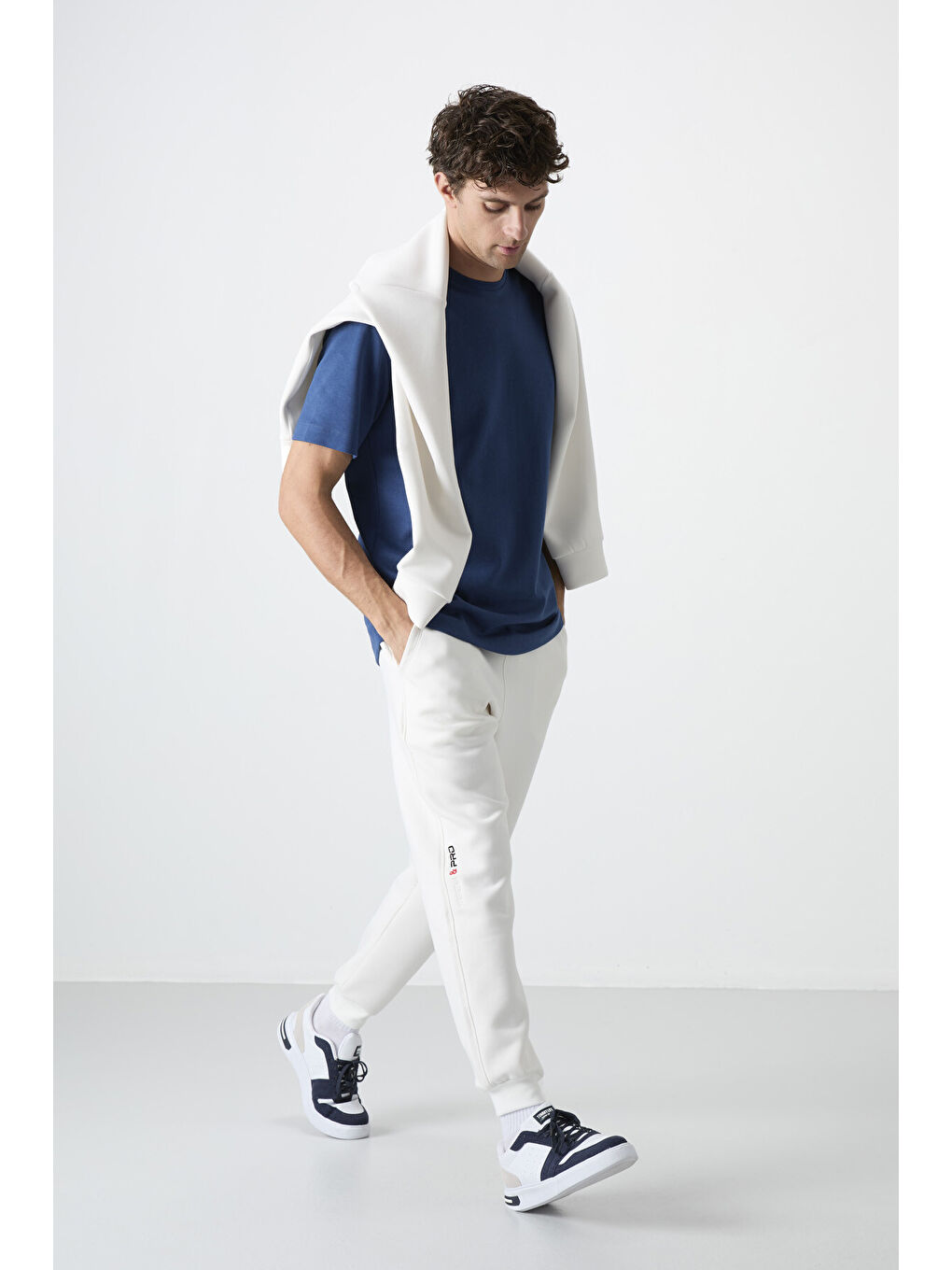 Ekru Bağcıklı Dar Paça  Erkek Jogger Eşofman Altı - 84999-1