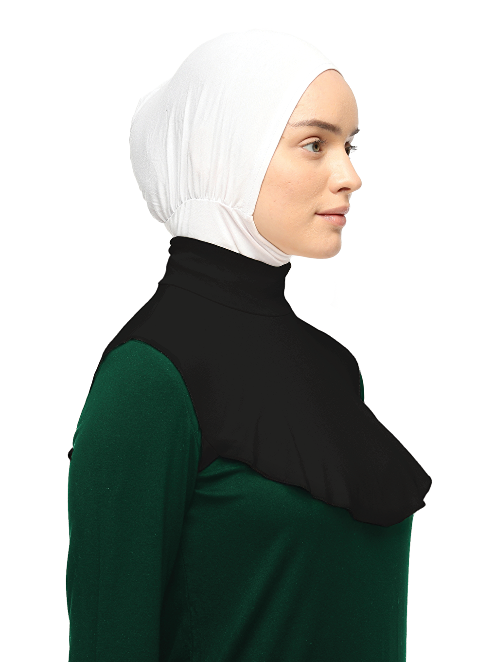 Siyah Düz Balıkçı Yaka Boğazlı Penye Tesettür Boyunluk-1