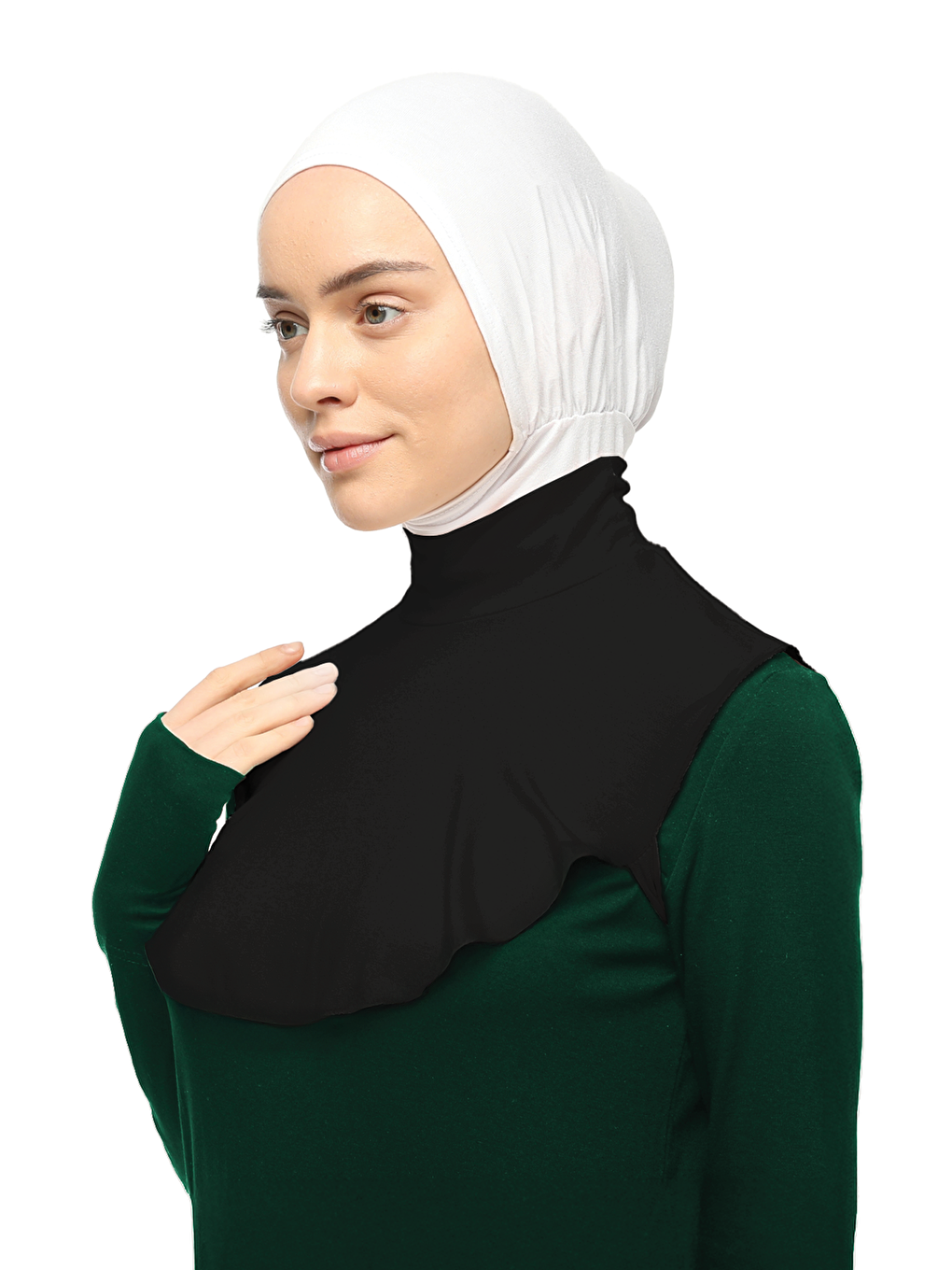 Siyah Düz Balıkçı Yaka Boğazlı Penye Tesettür Boyunluk-2