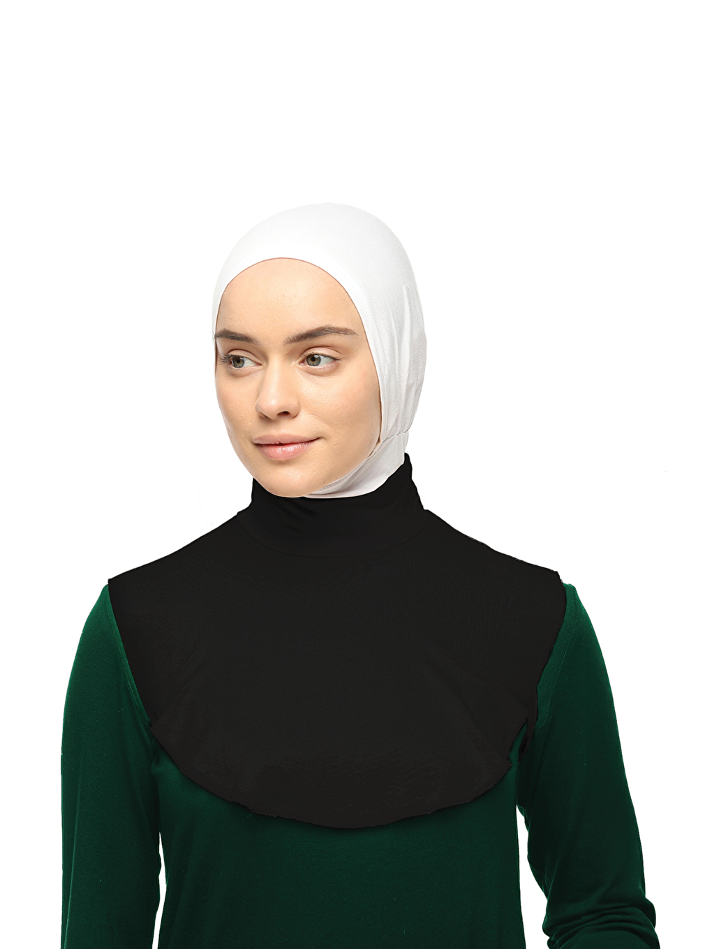 Siyah Düz Balıkçı Yaka Boğazlı Penye Tesettür Boyunluk-3