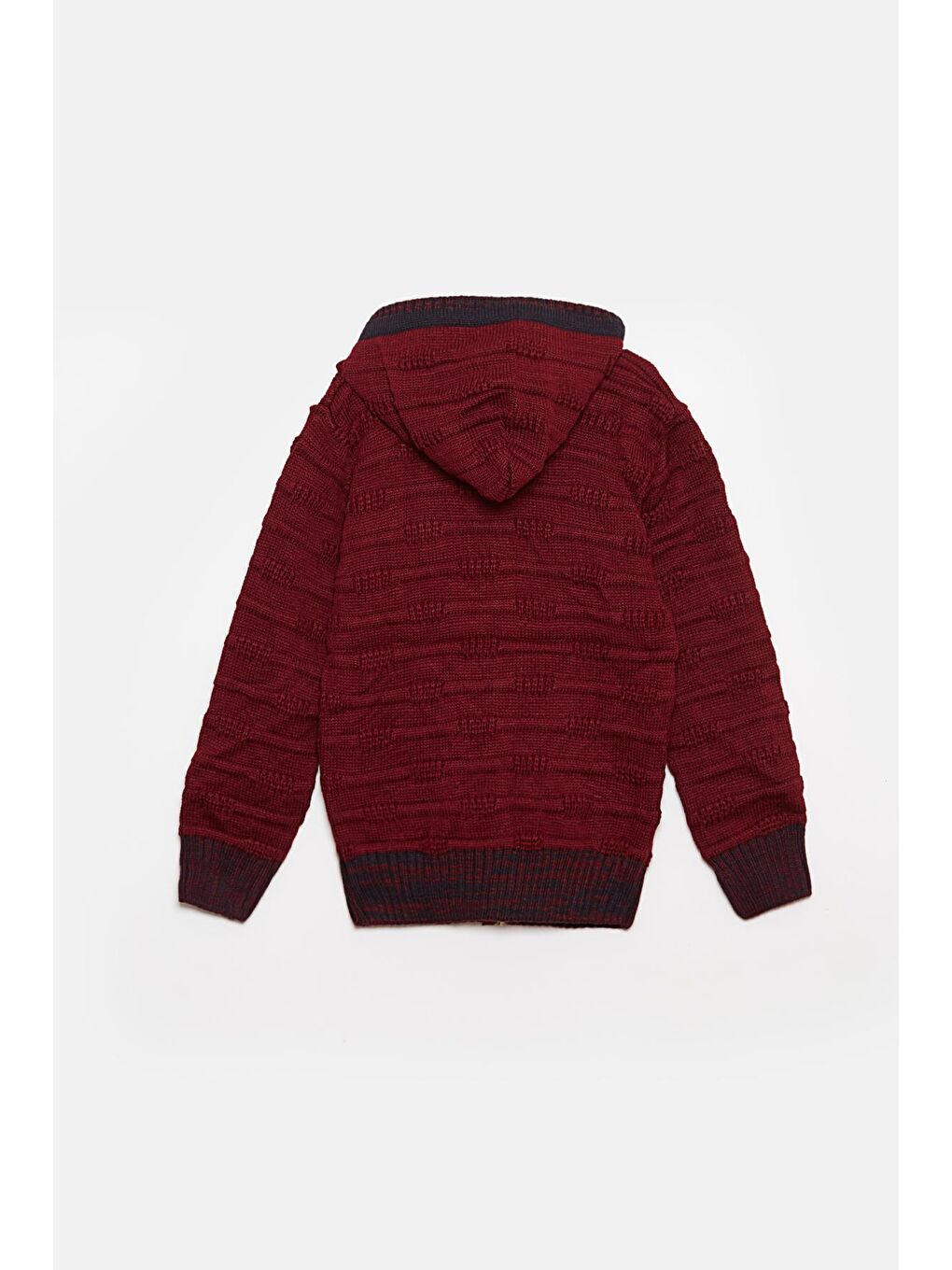 Bordo Kürk Detaylı Triko Erkek Çocuk Hırka-1