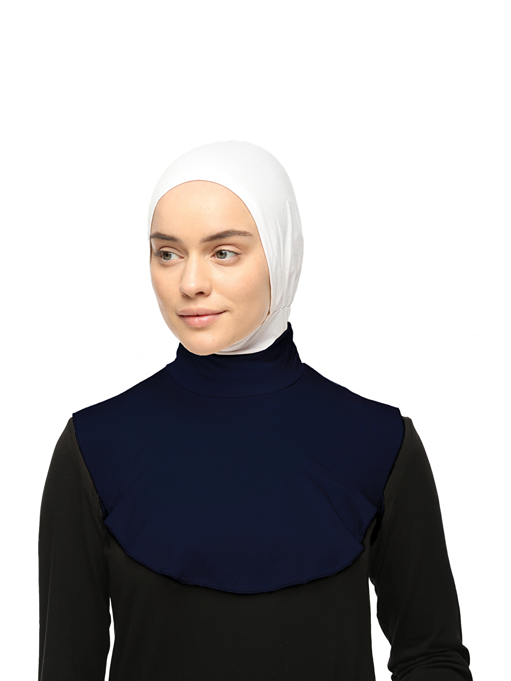 Lacivert Düz Balıkçı Yaka Boğazlı Penye Tesettür Boyunluk-3