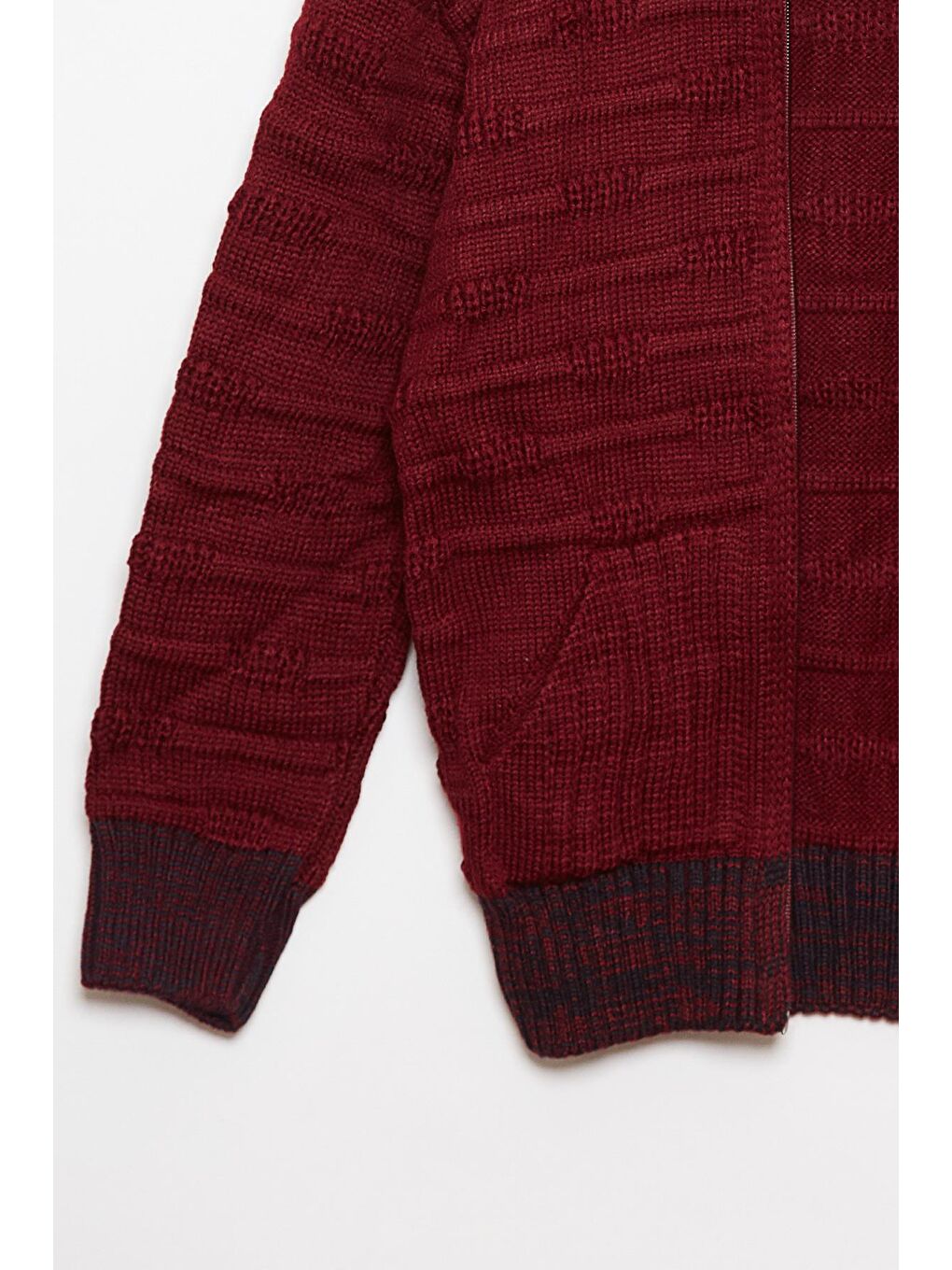 Bordo Kürk Detaylı Triko Erkek Çocuk Hırka-2