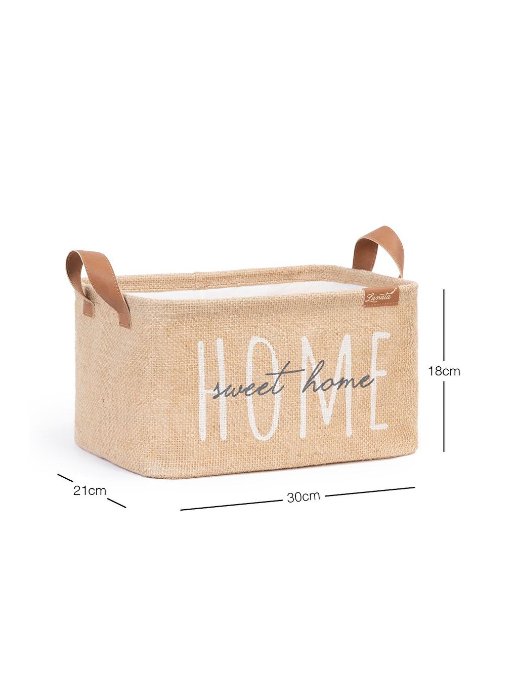 Ocean Home Textile Bej Home Sweet Home Jüt Sepet 30 x 21 x 18 cm - 6