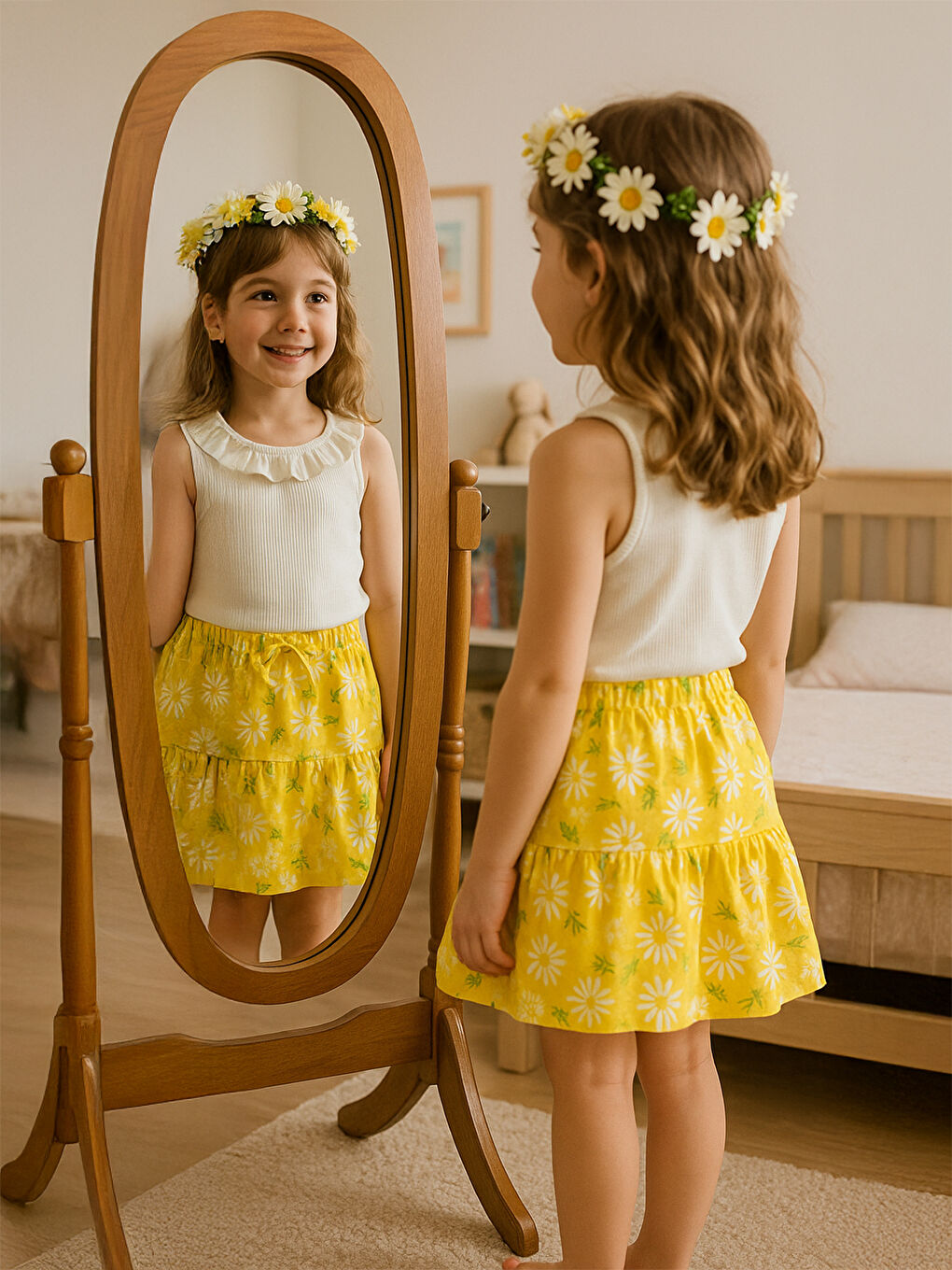 Girls Kız Çocuk Tişört 6-9 Yaş Ekru