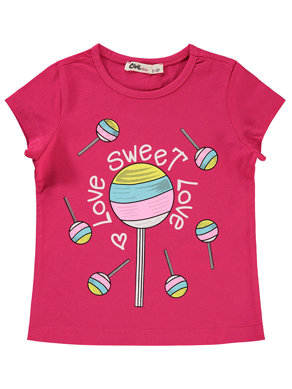 Girls Kız Çocuk Tişört 2-5 Yaş Fuşya