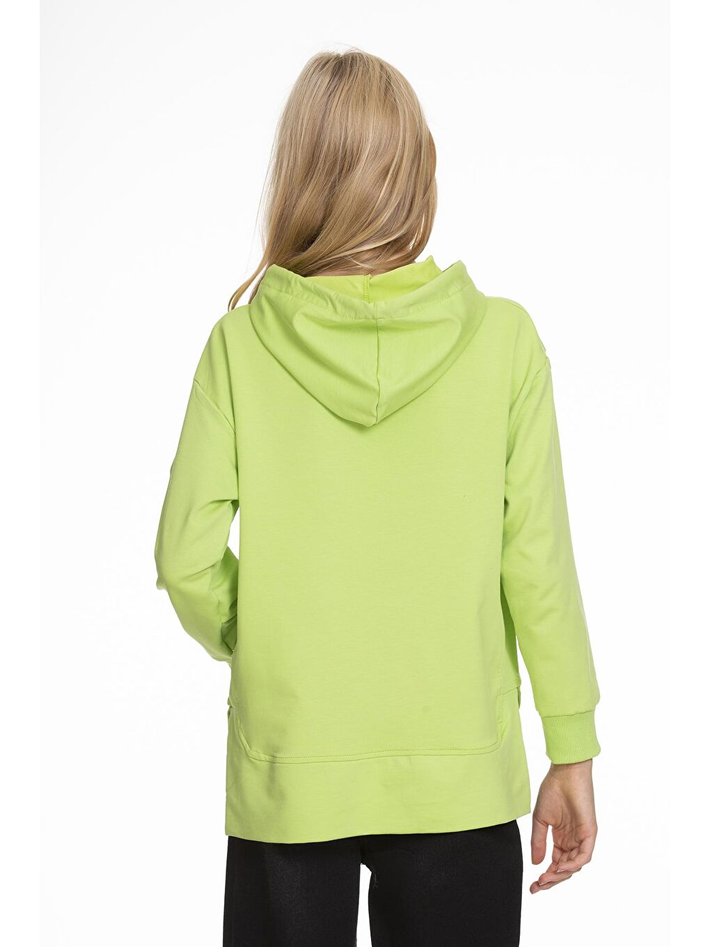 Yeşil Kız Çocuk Kalp Baskılı Hoodie 9-14 Yaş Lx161-3