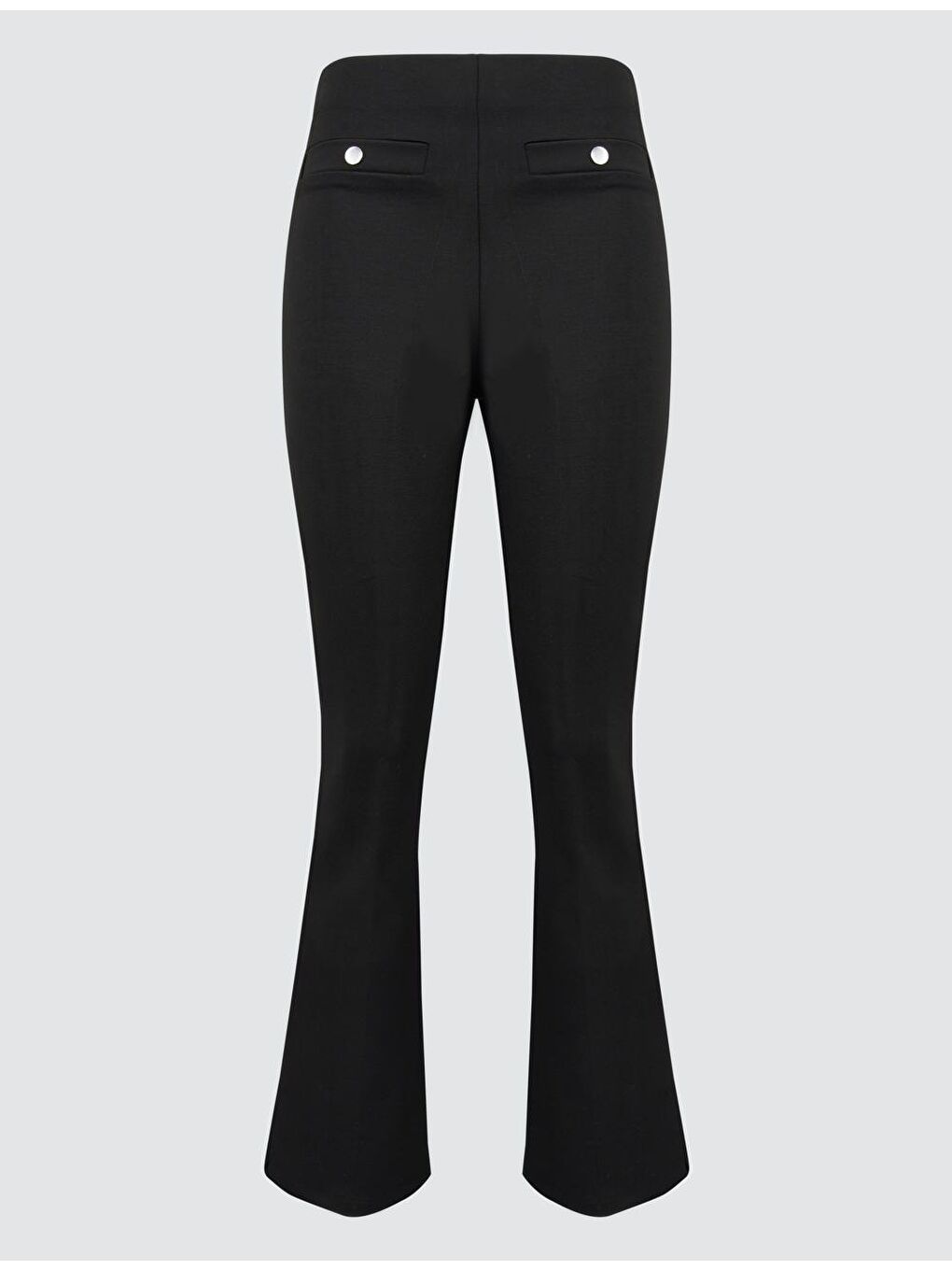 Siyah Yüksek Bel Bol Paça Fileto Cepli Pantolon-6
