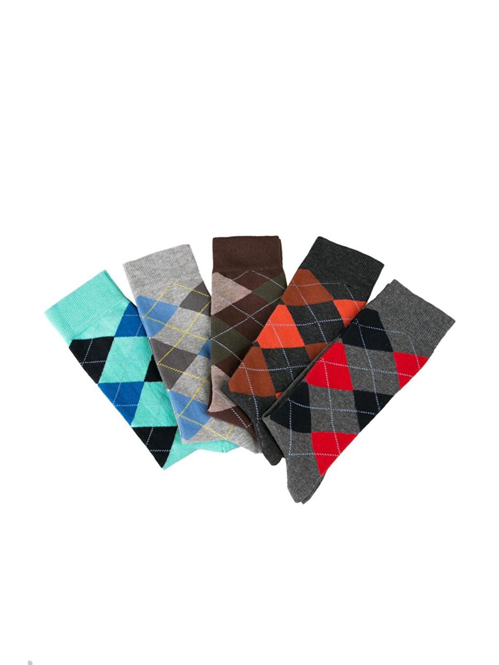 Turkuaz Baklava Desenli 5'li Erkek Soket Çorap Kutulu