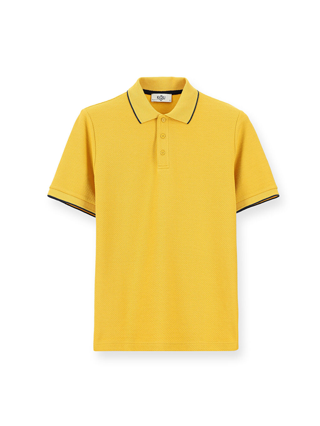 Sarı Regular Fit Desenli Elastanlı Polo Yaka Tişört-6