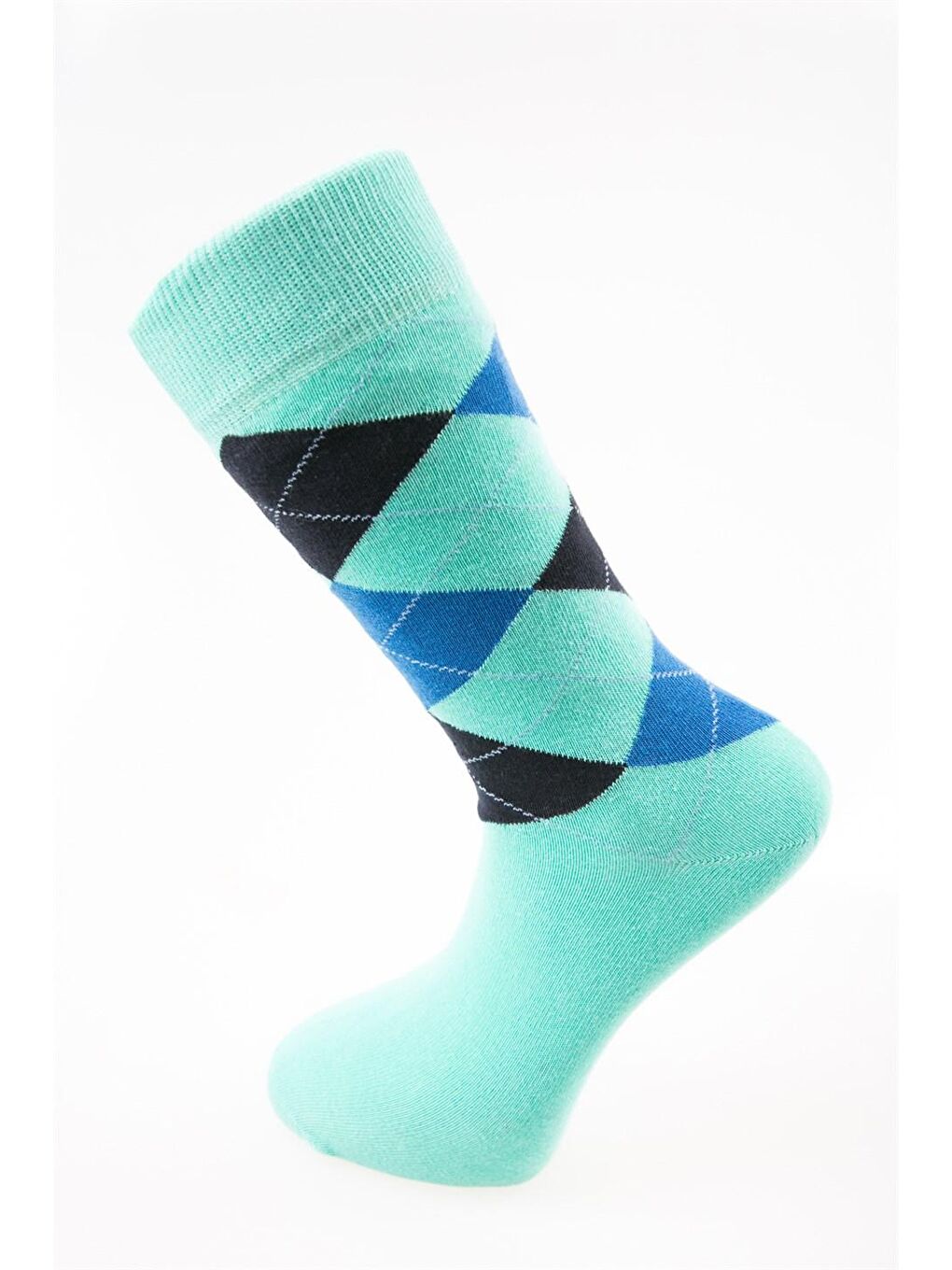 Turkuaz Baklava Desenli 5'li Erkek Soket Çorap Kutulu-1