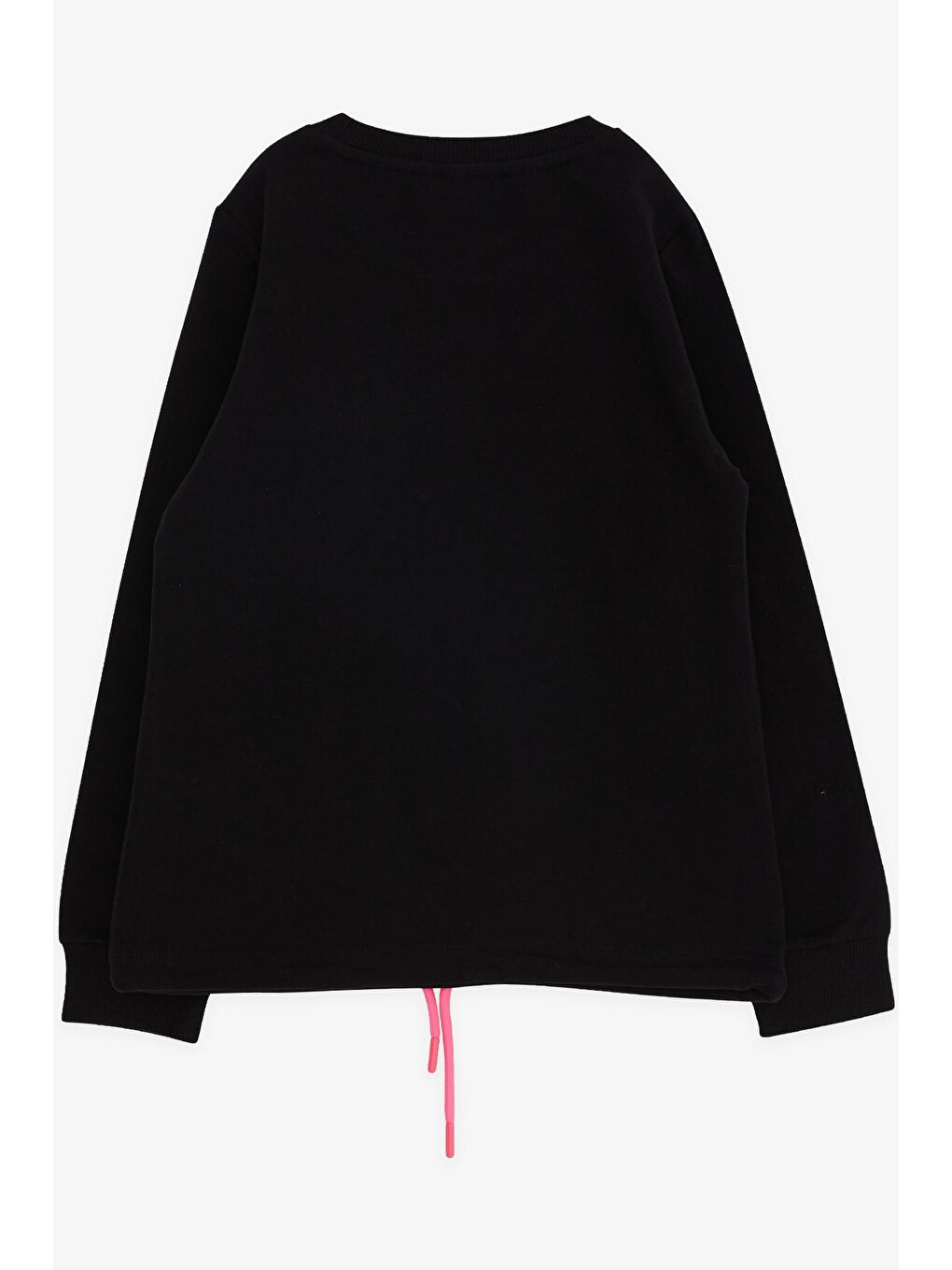Kız Çocuk Sweatshirt İncili Taşlı Beli Bağcıklı Siyah (9 Yaş)-1