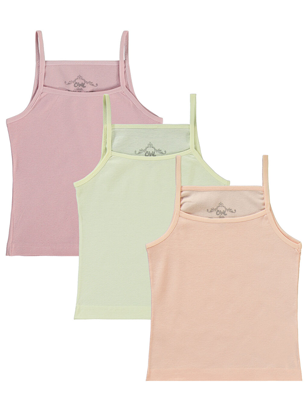 Pembe Girls Kız Çocuk 3'lü Atlet Set 2-10 Yaş Somon