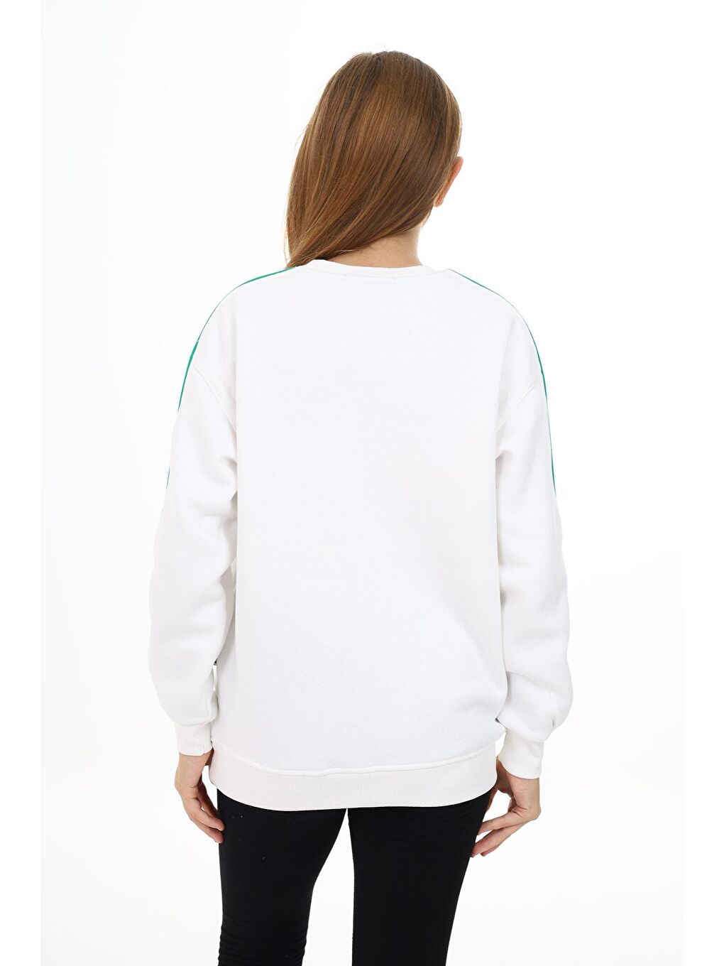 Beyaz Kız Çocuk Ayıcık Nakışlı 3 İplik Sweatshirt 7-13 Yaş Lx270.1-3