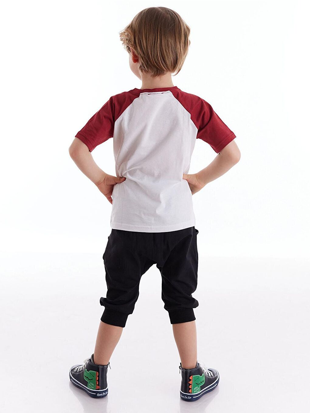 Karışık Dino Music Erkek Çocuk Tişört Kapri Şort Takım-1