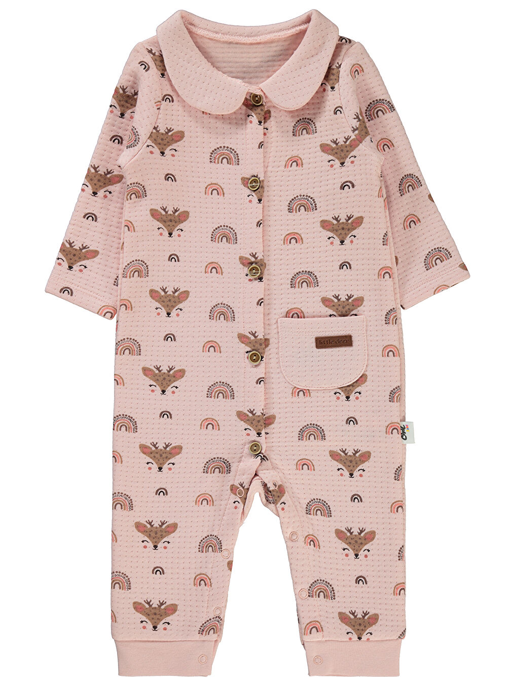 Pembe Baby Kız Bebek Patiksiz Tulum 6-18 Ay Pudra
