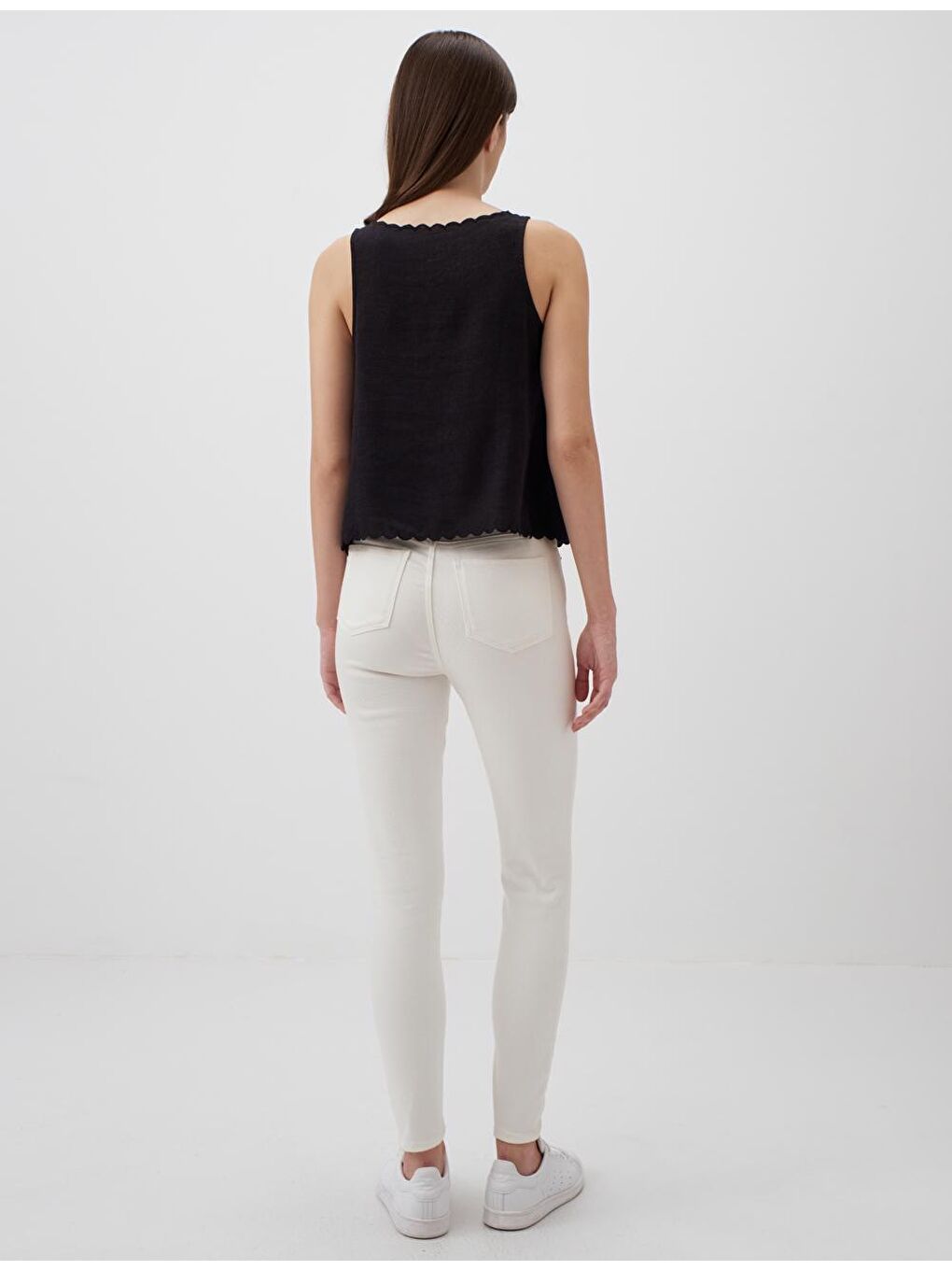 Siyah Kayık Yaka Kolsuz Yazlık Atlet-4