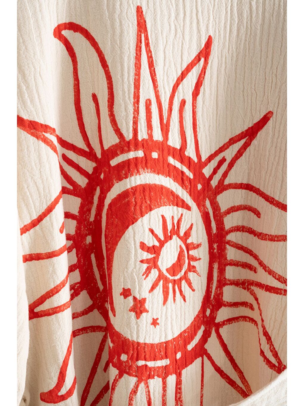 Ekru Organik %100 Pamuk Kimono Yaka Sabalık Bornoz Plaj Elbisesi - Heliona v1 - L/XL KREM/L/XL-2