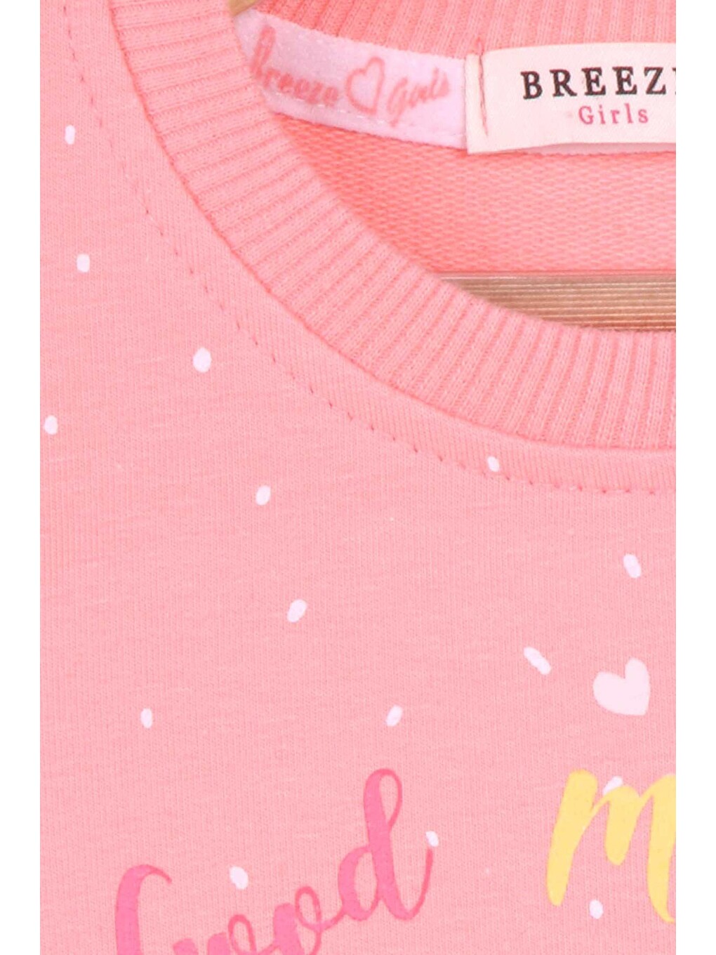 Pembe Kız Çocuk Sweatshirt Yazı Baskılı Desenli Somon (6 Yaş)-3