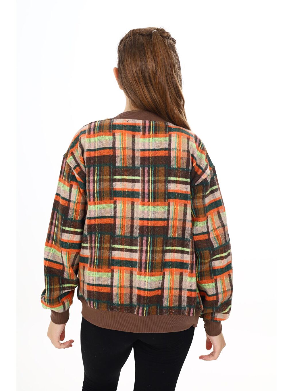 Turuncu Kız Çocuk Kolej Tarz Kaşe Ceket 7 -13 Yaş Lx286-4