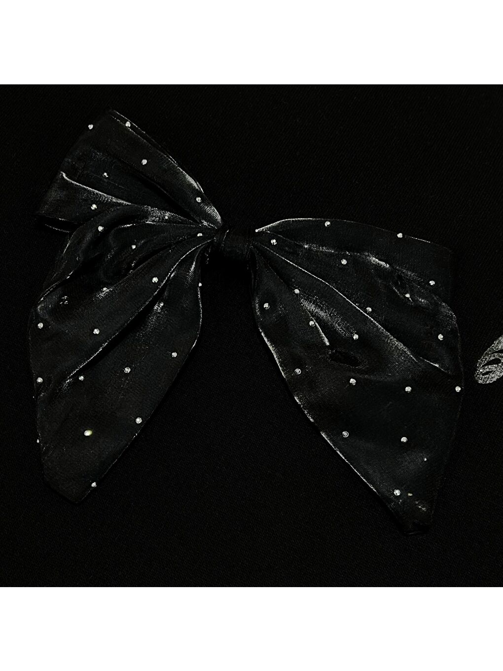 Siyah Kız Çocuk Fiyonk Aksesuarlı Sweatshirt-2